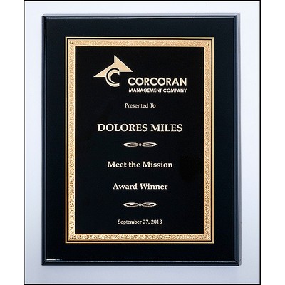Airflyte® Black High Lustr™ Plaque w/Black Center & Gold Florentine Border (8"x 10")