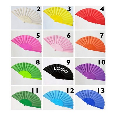 9" Foldable Fabric Hand Fan - Vibrant Colors