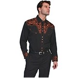 Men's Shirt w/Floral Tooled Embroidery