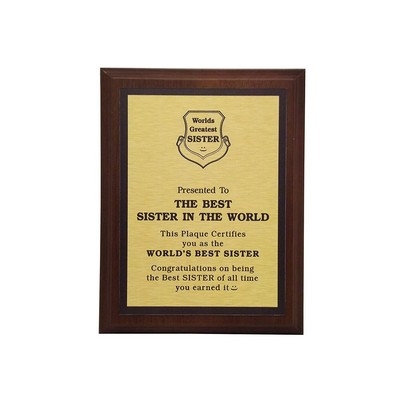 The Best Sister In The World Plaque- (Gold)