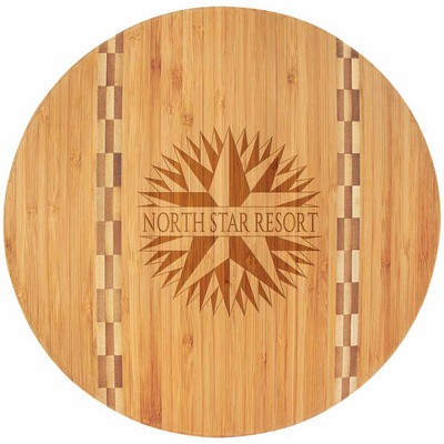 Round Bamboo Cutting Board w/Butcher Block Edge (9¾" x 5/8)