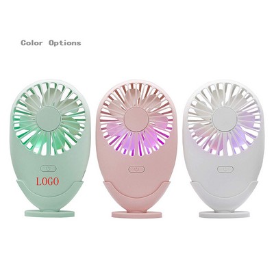 Personal Fan Hand Fan Necklace Fan Desk Fan Portable 7 Color LED Travel Fan 2 Speed USB Rechargeable