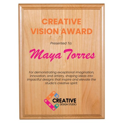 6" x 8" All American Red Alder Plaque