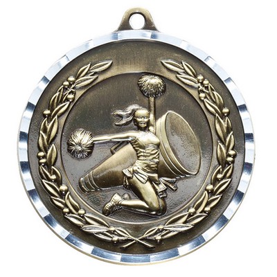 2 ¾" Cheerleading Medal w/3D Diamond Engraved Cast Satin