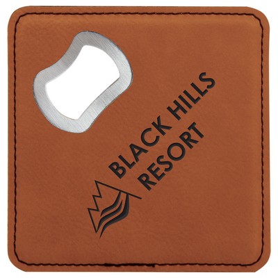 Leatherette Bottle Opener Coaster (Rawhide)