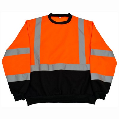 ANSI 107-2015 Class 3 Orange/Black Two Tone Crew Neck Sweatshirt
