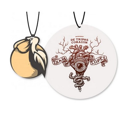 3.25" Die Cut Shape Custom Full Color Printed Air Freshener w/Juicy Cantaloup Scent