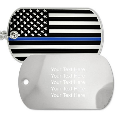 Thin Blue Line Dog Tag - Engravable