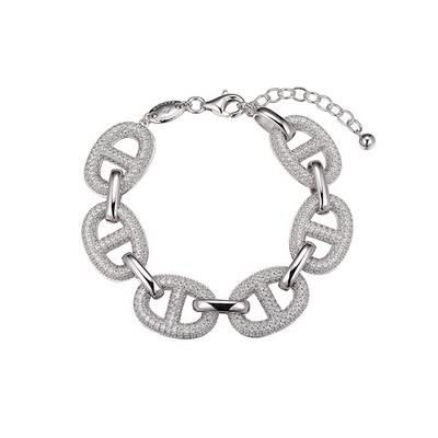 Charles Garnier Sterling Silver "MARINER LINK" with Diamondlite Pave Marine Bracelet - Silver