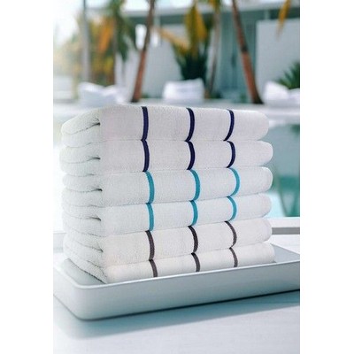 Aqua Blue Cotton/Polyester Horizontal Stripe Towel (35"x68")