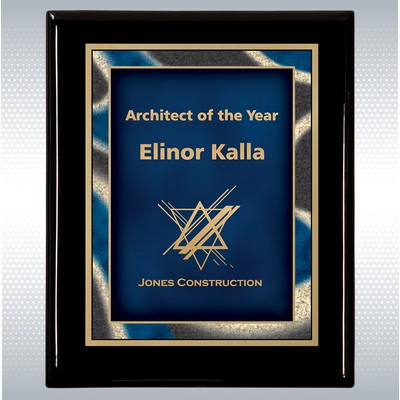 9" x 12" Premium Black Piano Finish Plaque with Blue Artist Plate