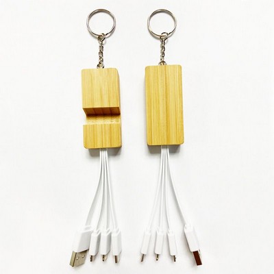 3" 1 Bamboo Phone Stand Block Keychain