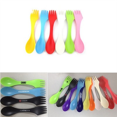 3" 1 Camping Plastic Sporks Knives Forks Spoons
