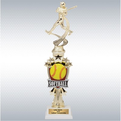 14" Assembled Female Softball Trophy w/ White Base