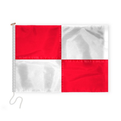 2.5'x3.3' 1ply Nylon Red and White (Quartered) Beach Safety Flag with Rope & Toggle – Sewn
