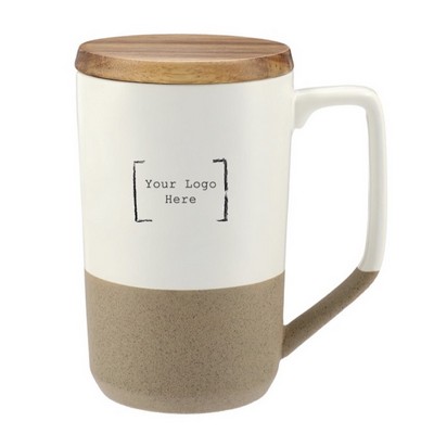 Ceramic Mug w/Wood Lid - Low Minimum