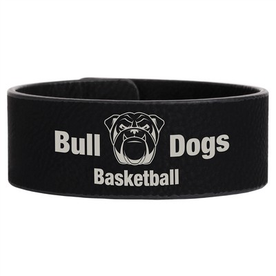 9 1/2" x 1" Black/Silver Leatherette Cuff Bracelet