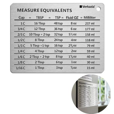 Measurement Conversion Chart Refrigerator Magnet in 18/8 Stainless Steel
