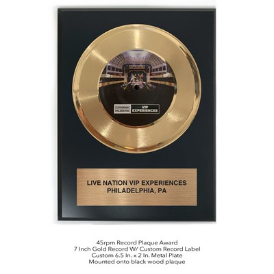 Gold Record Plaque - 7" Record - 9 x 12