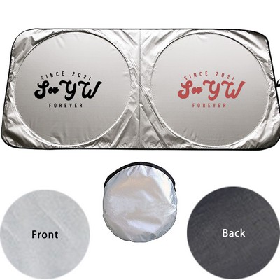 Foldable Car Windshield Sunshade With Storage Pocket