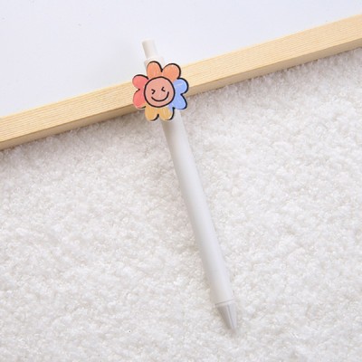 Retractable Ballpoint Pen Plate Clip Sun Shape Click Action Pen