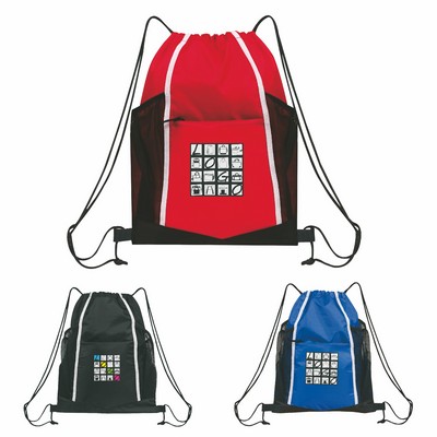 Drawstring Backpack with Bottle Pockets