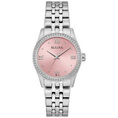 Bulova Ladies Silver-tone Watch with Pink Dial