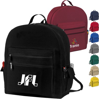 Premium 600D Multi-Zipper Essentials Backpack (12" x 16.5" x 5")