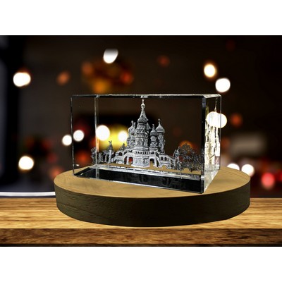 St. Basil's Cathedral 3D Engraved Crystal Keepsake Souvenir w/LED Base