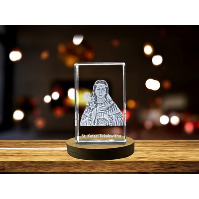 St. Kateri Tekakwitha 3D Engraved Crystal Trophy
