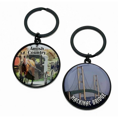 Circle Black Elegant Line Key Tag