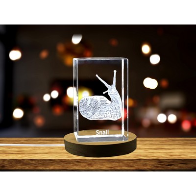 3D Engraved Crystal Snail Spirals Keepsake w/LED Base Light - Artistry & Craftsmanship