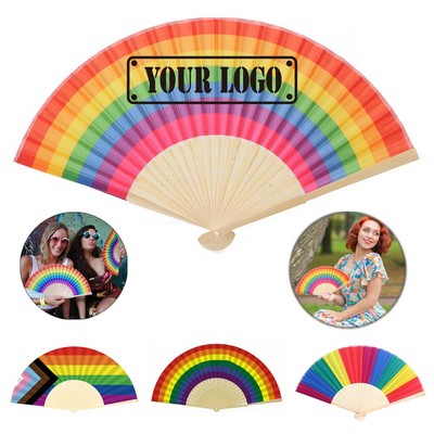 Pride Rainbow Folding Handheld Fans