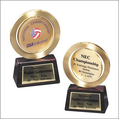 Spinner Disc Trophy W/ Rosewood Piano Finish Base 3.25"x2"x5.5"