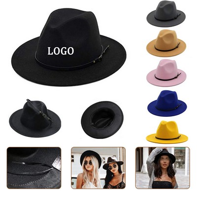 Classic Wide Brim Fedora w/Belt Buckle