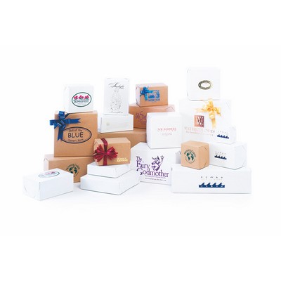 2 Piece Lock Corner White & Natural Kraft Gift Boxes (8"x8"x6")