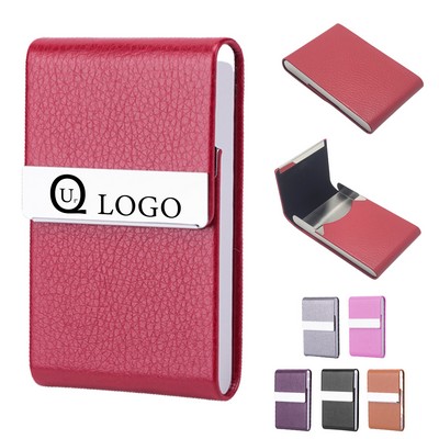 3.98x2.36x0.59" Flip-Top PU Business Card Holder