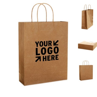 Large Kraft Paper Take Out Bag with Twisted Handles (13"x17")