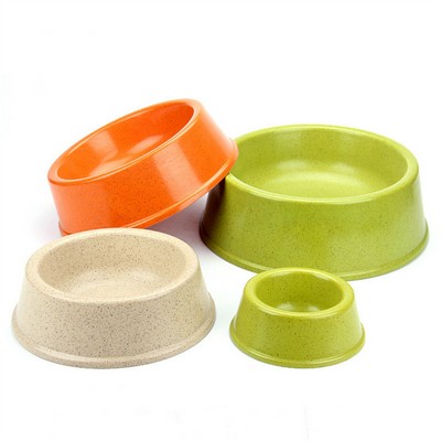 Anti Rollover Bamboo Fiber Round Pet Bowl For Food or Water
