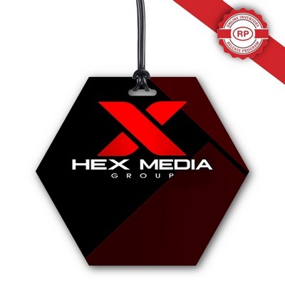 Full Color Write On Tag w/ Flexible Plastic Loop Strap (3.75"x4.25") Hexagon