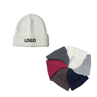 Ribbed Knit Cap With Cuff