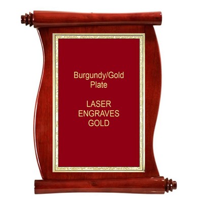 Scroll Plaque 9-1/2" x 12" With a 6" x 8" Burgundy/Gold Florentine Plate