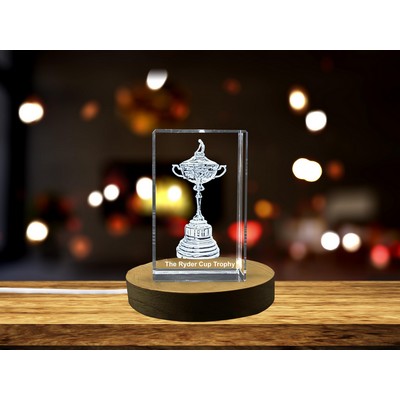 Ryder Cup 3D Engraved Crystal Trophy Award w/LED Base for Golf Enthusiasts