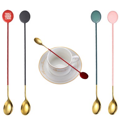 Dual Color Round Tail Stainless Steel Stirrer Spoon