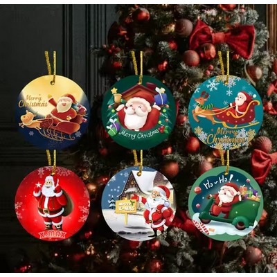 Two-Side Printed Ceramic Christmas Tree Hanging Accessories