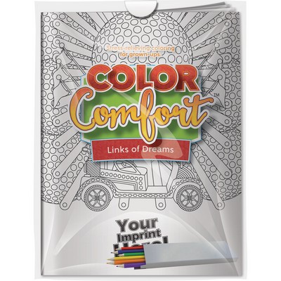 Combo Pack - "Links of Dreams (Golf)" Color Comfort & 6-Pack of Colored Pencil in a Poly Bag