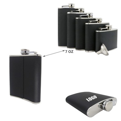 7 Oz. PU Leather Stainless Flask