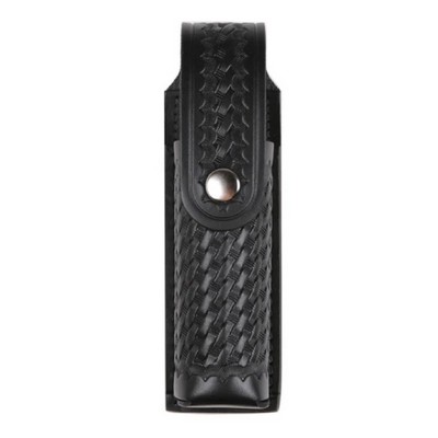 Basket Weave Leather Large Pepper Spray Holder With Nickel Snap