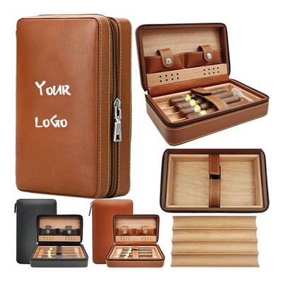 Portable Leather Travel Cigar Humidor For Accessories Gift