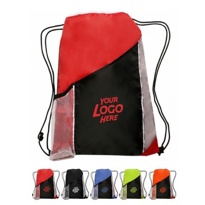 Side Mesh Pockets Drawstring Backpacks